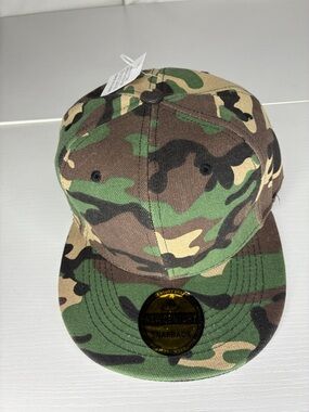 Camo Snapback Hat - Green Woodland Camouflage